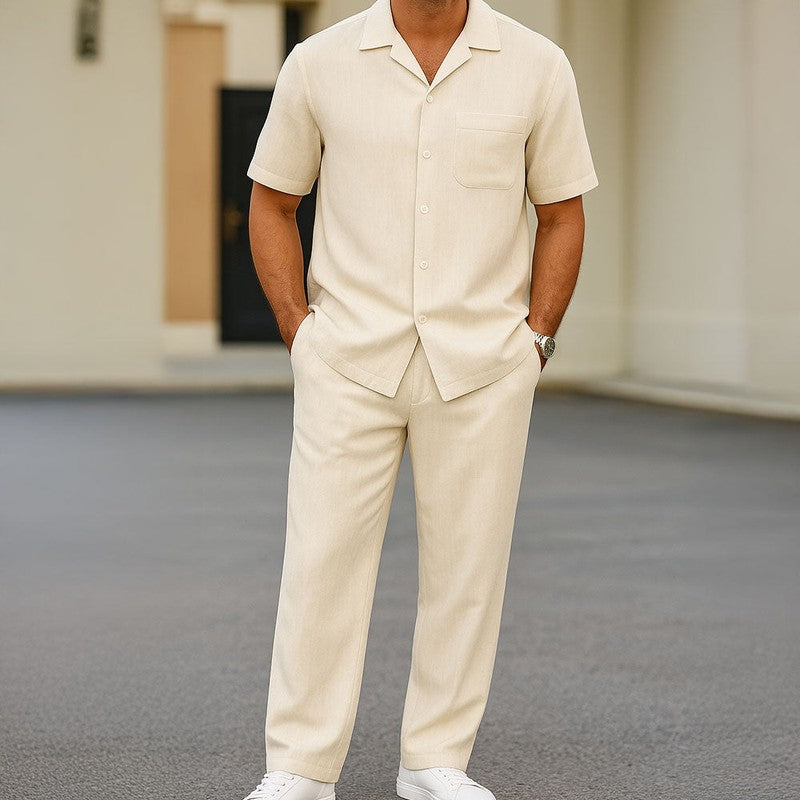 Men’s Summer 2-Piece Set – Breathable Shirt and Shorts