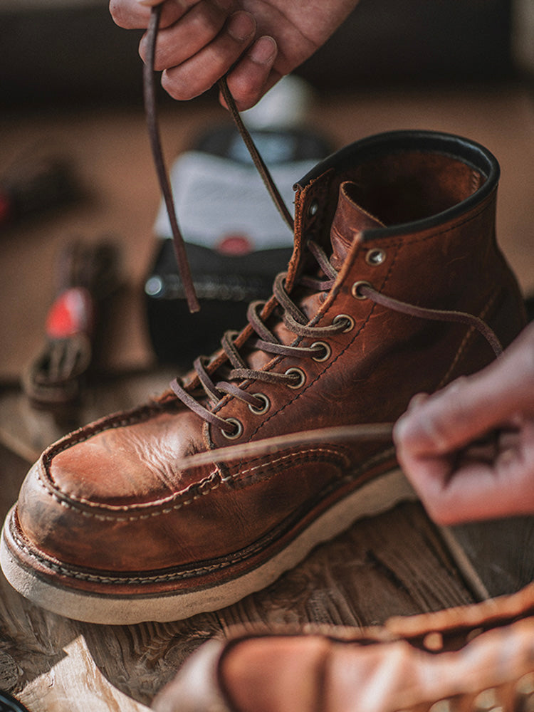 Full grain leather men's Moc Toe work boots