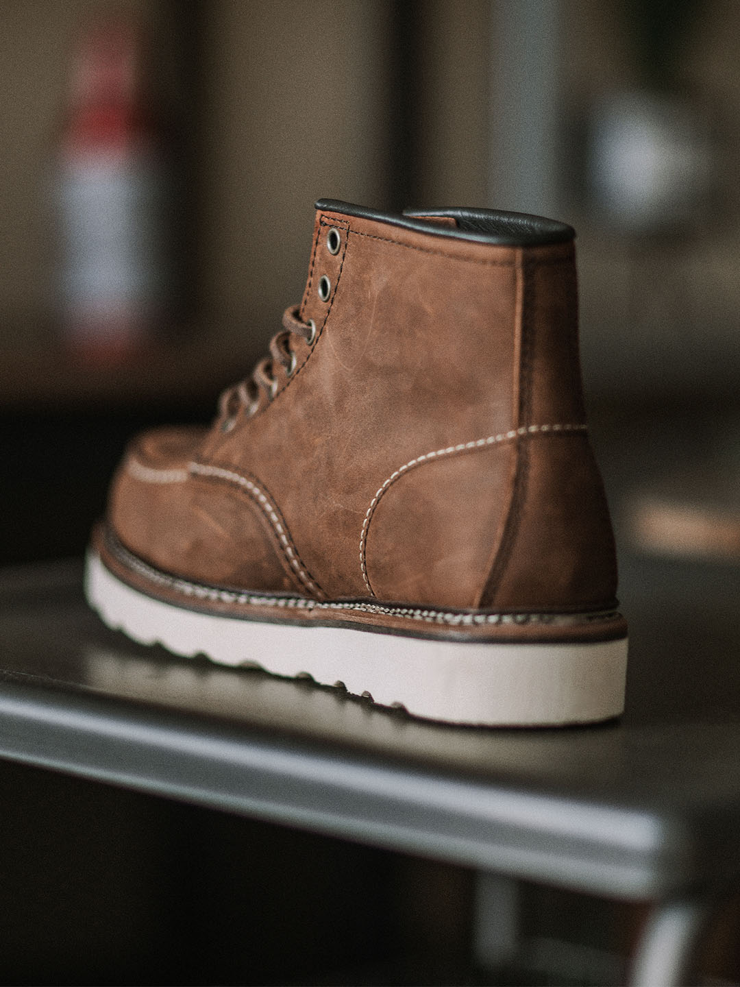 Full grain leather men's Moc Toe work boots