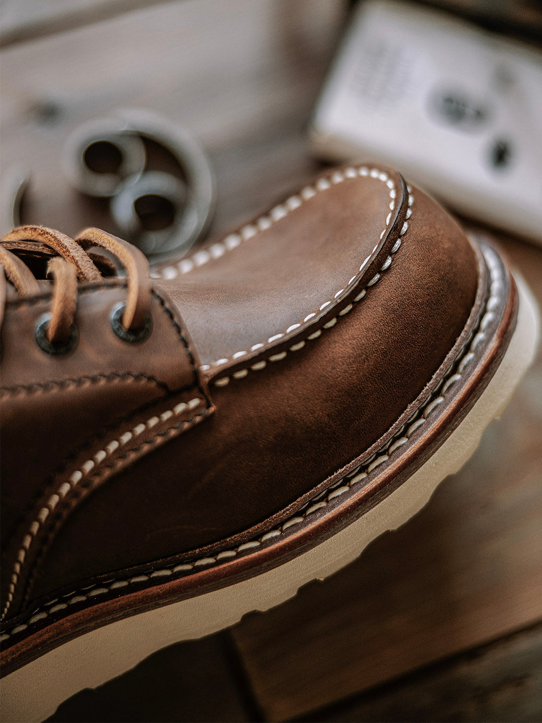Full grain leather men's Moc Toe work boots