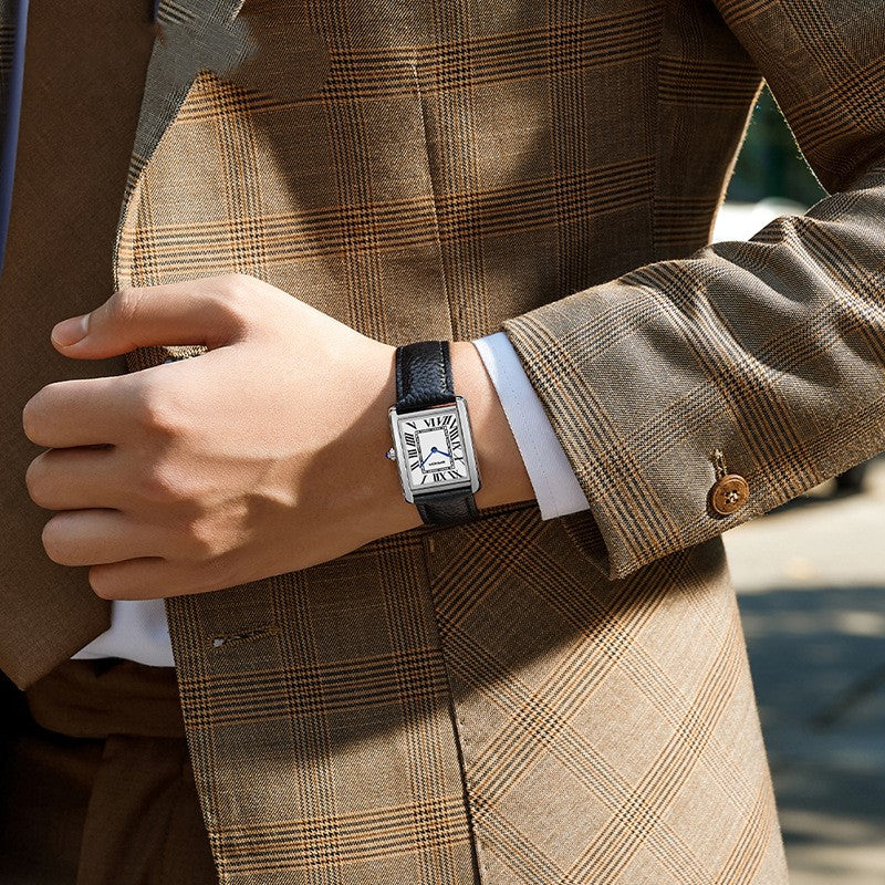 Square Quartz Watch – Men’s Classic Analog Wristwatch