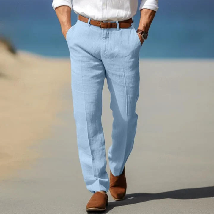 Men’s Linen Summer Pants – Lightweight Relaxed Fit Trousers Breathable Natural Fabric