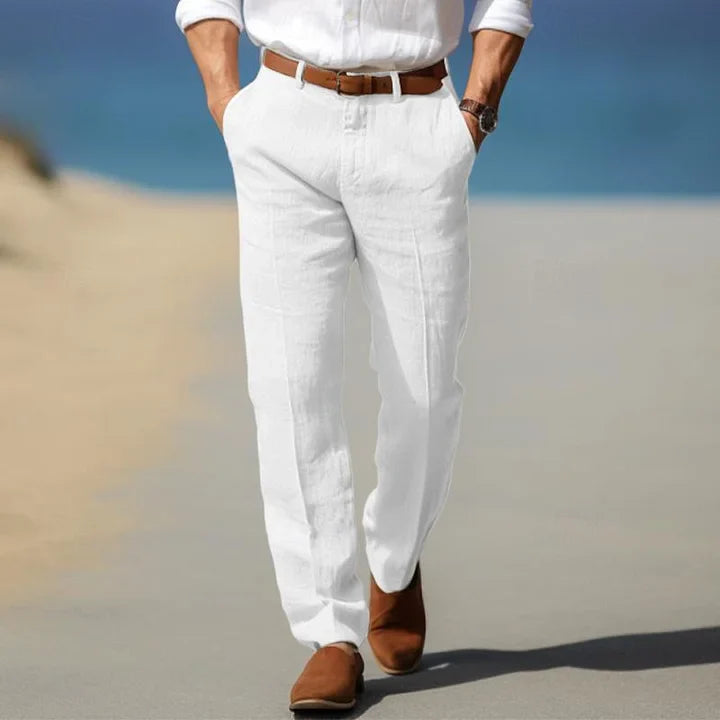 Men’s Linen Summer Pants – Lightweight Relaxed Fit Trousers Breathable Natural Fabric