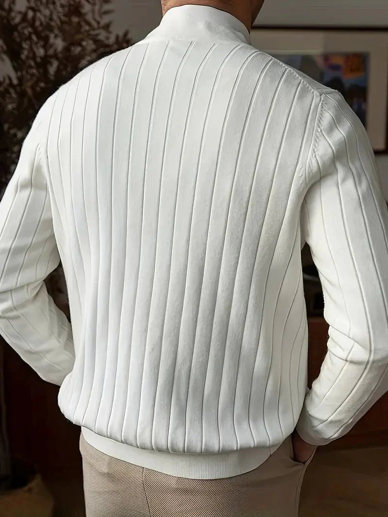 Men's Ribbed Knit Cardigan | Button-Front Design | Soft Cotton Blend | Timeless Style