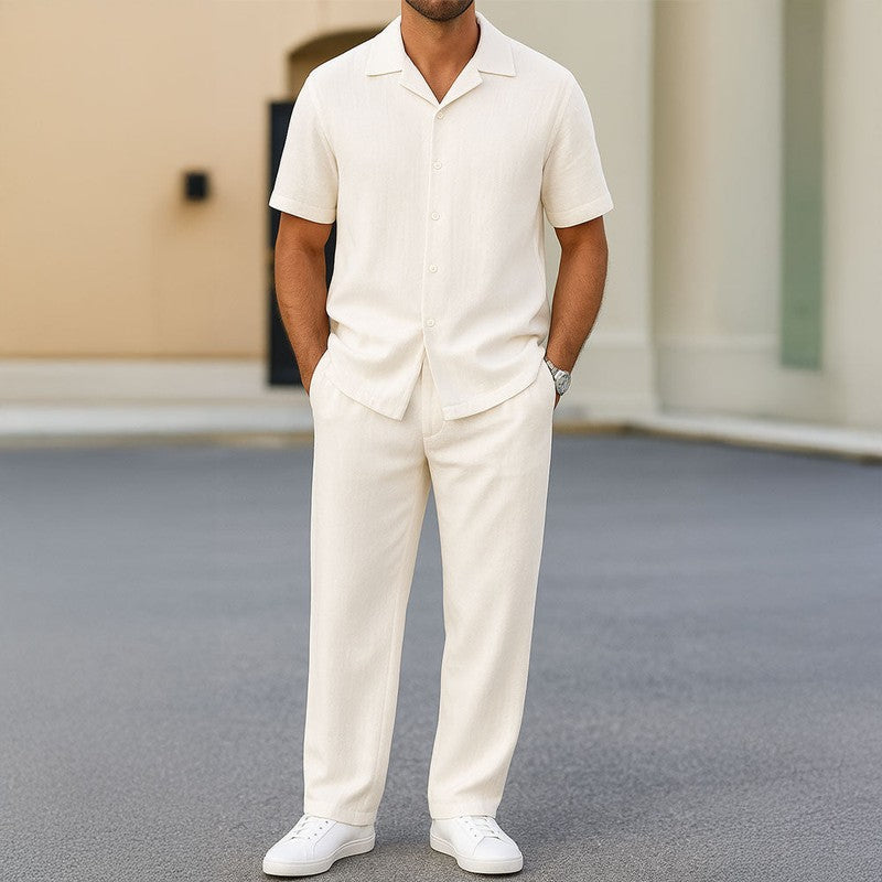 Men’s Summer 2-Piece Set – Breathable Shirt and Shorts