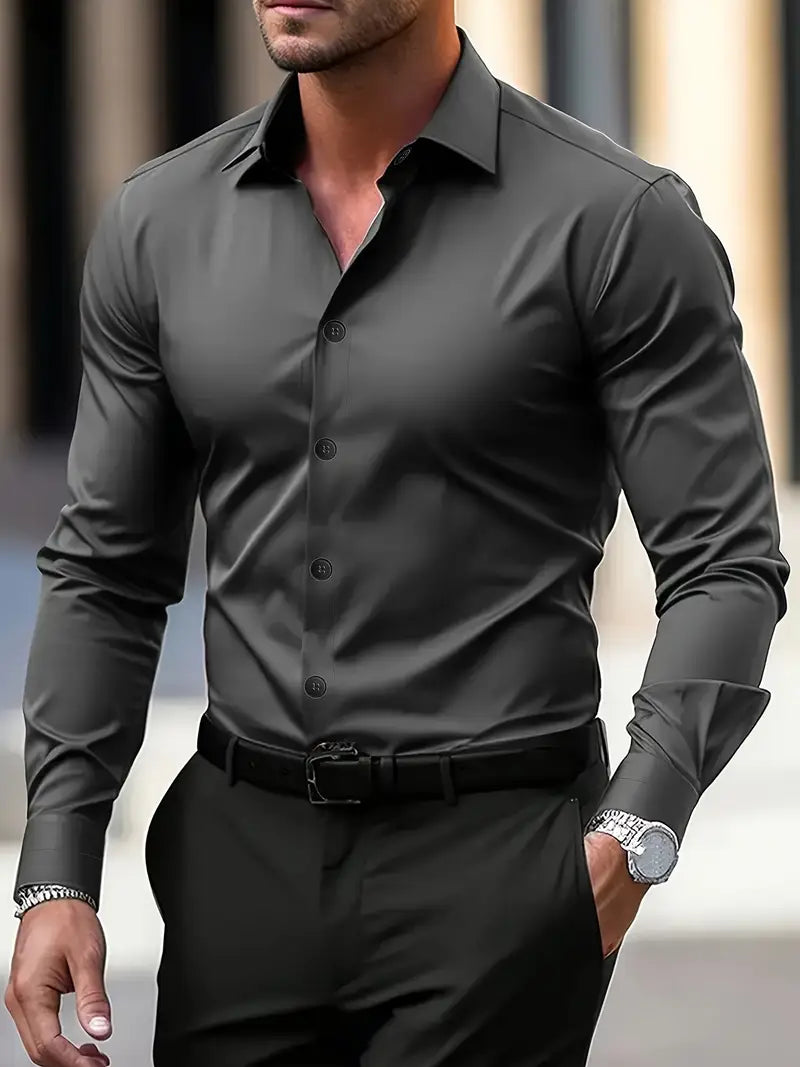 Men’s Formal Dress Shirt – Long Sleeve Ceremony Shirt – Classic Elegant Style for Events