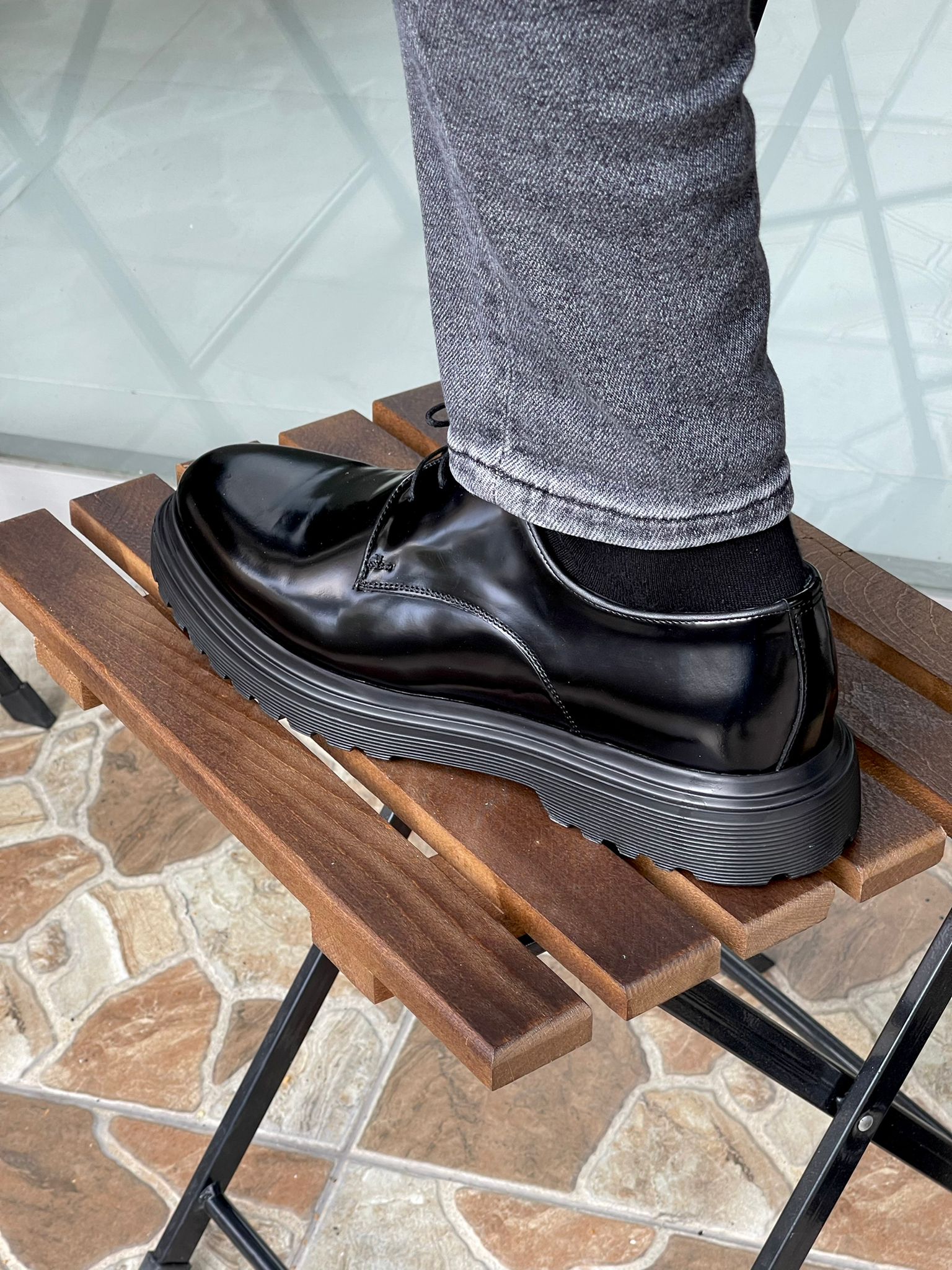 James | Men’s Black Leather Shoes – Lace-Up Dress Shoes with EVA Sole