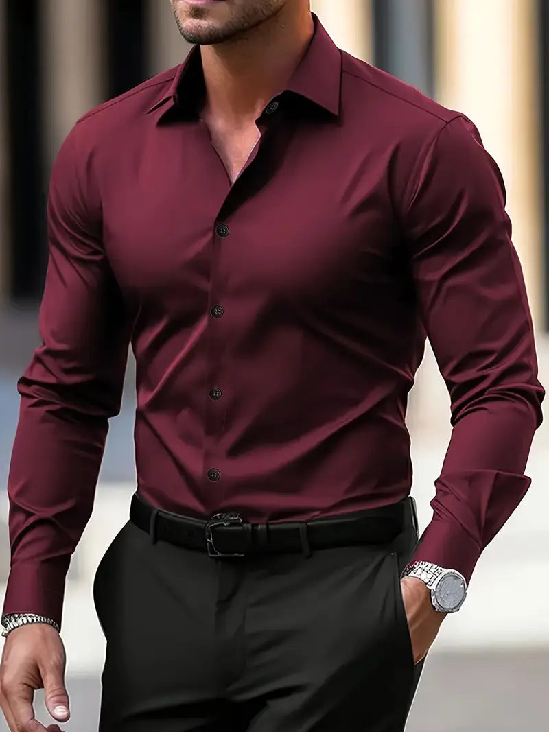 Men’s Formal Dress Shirt – Long Sleeve Ceremony Shirt – Classic Elegant Style for Events