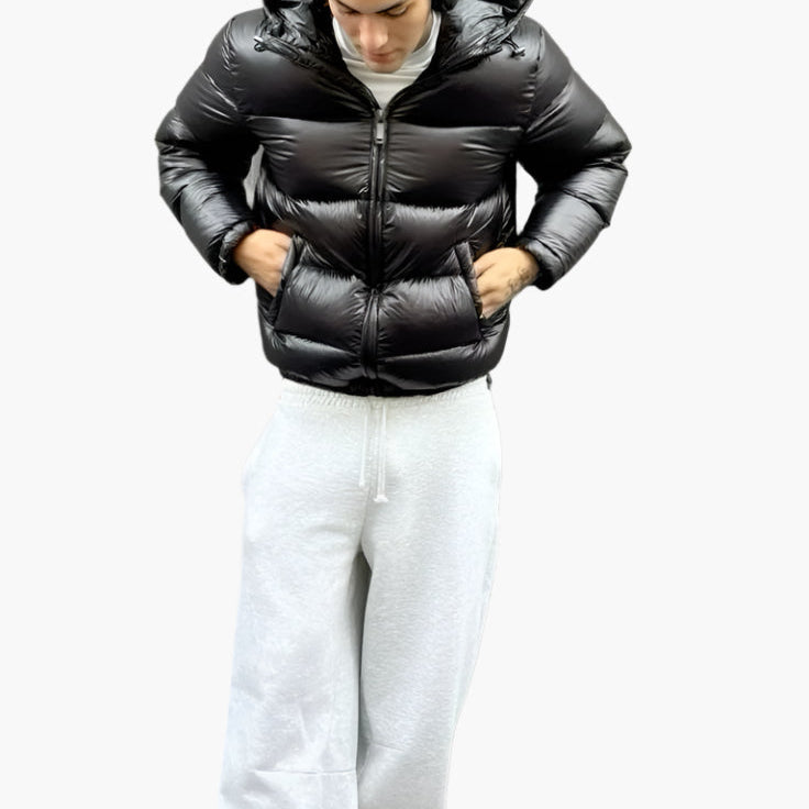 Men's Glossy Puffer Jacket – Urban Winter Street Style Outerwear