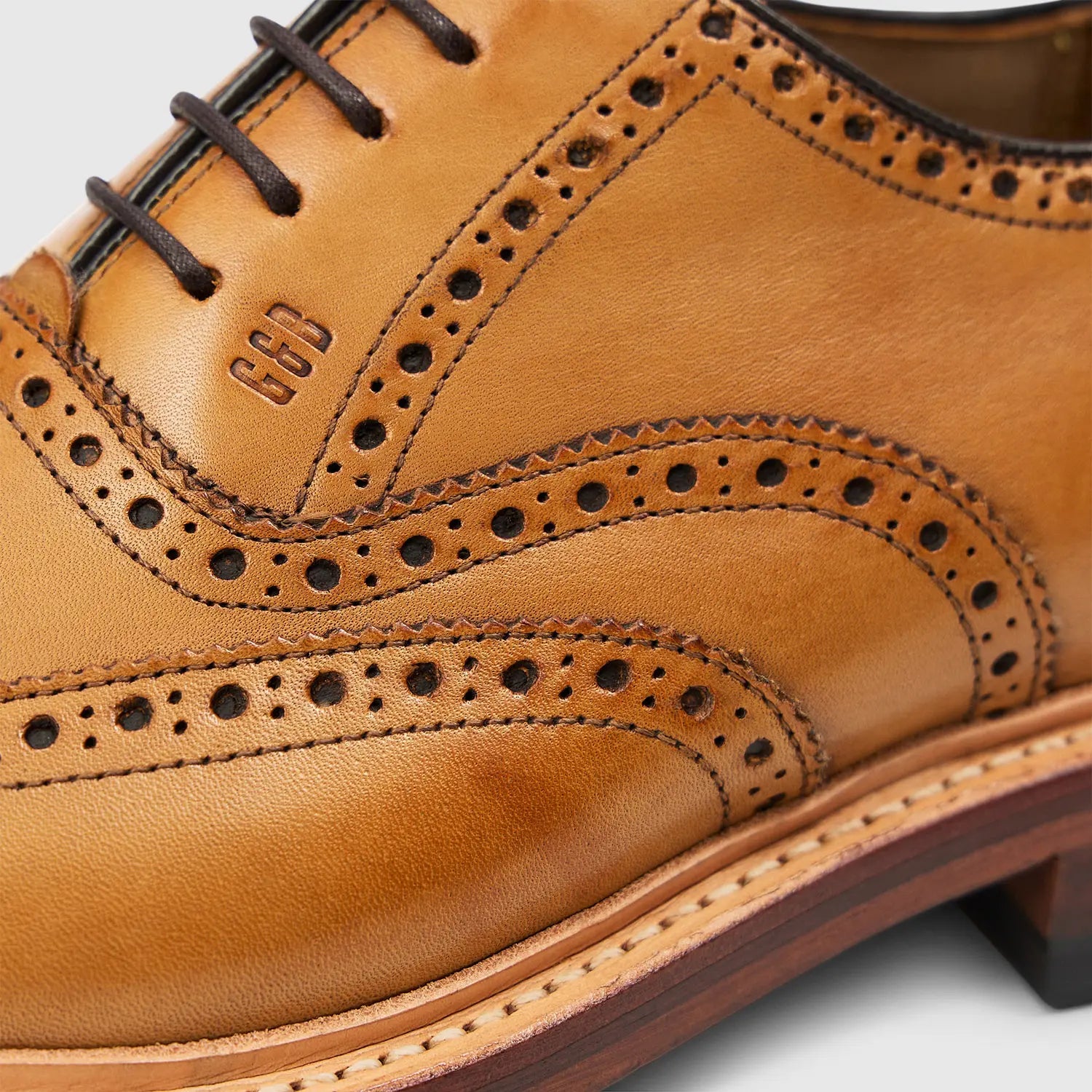 Men’s Full-Brogue Oxford Shoes – Classic Tan Leather Dress Shoes