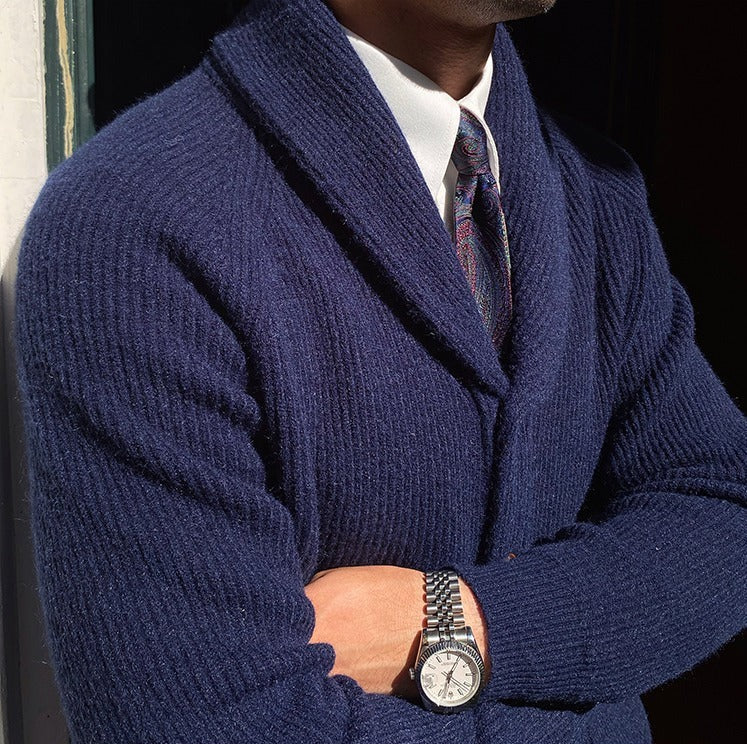 Men’s Bond Street Knitted Cardigan – Warm Shawl Collar Knitwear