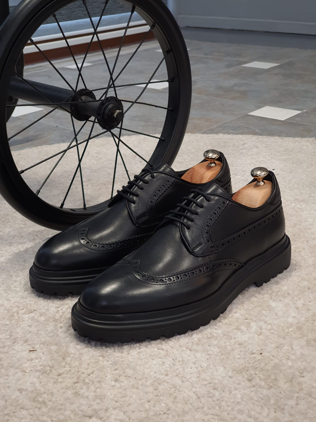 Logan Sardinelli | Men’s Calfskin Black Shoes – Lace-Up Dress Shoes with EVA Sole