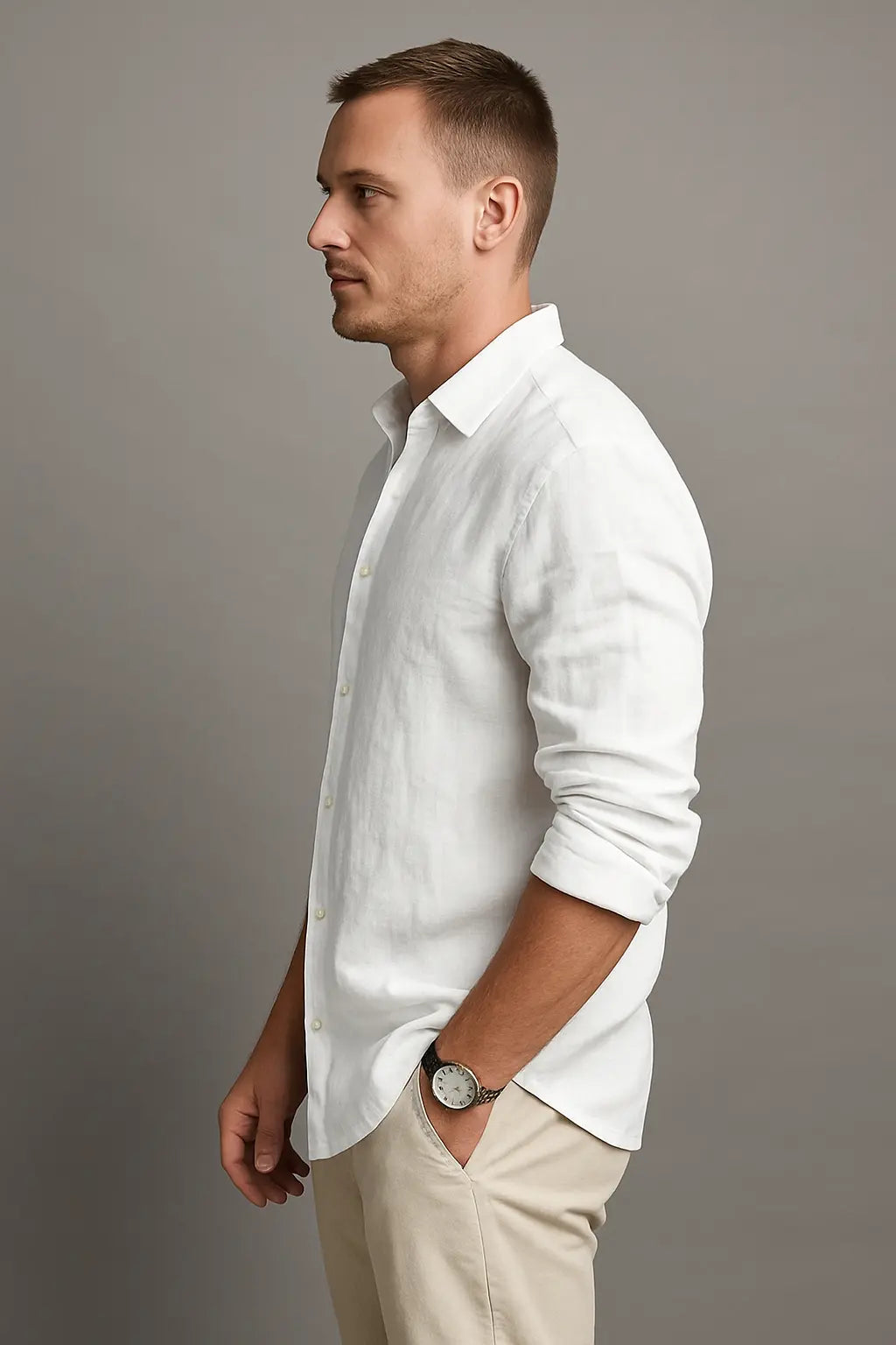 Bret Men’s Summer Linen Blouse – Long Sleeve Breathable Casual Wear