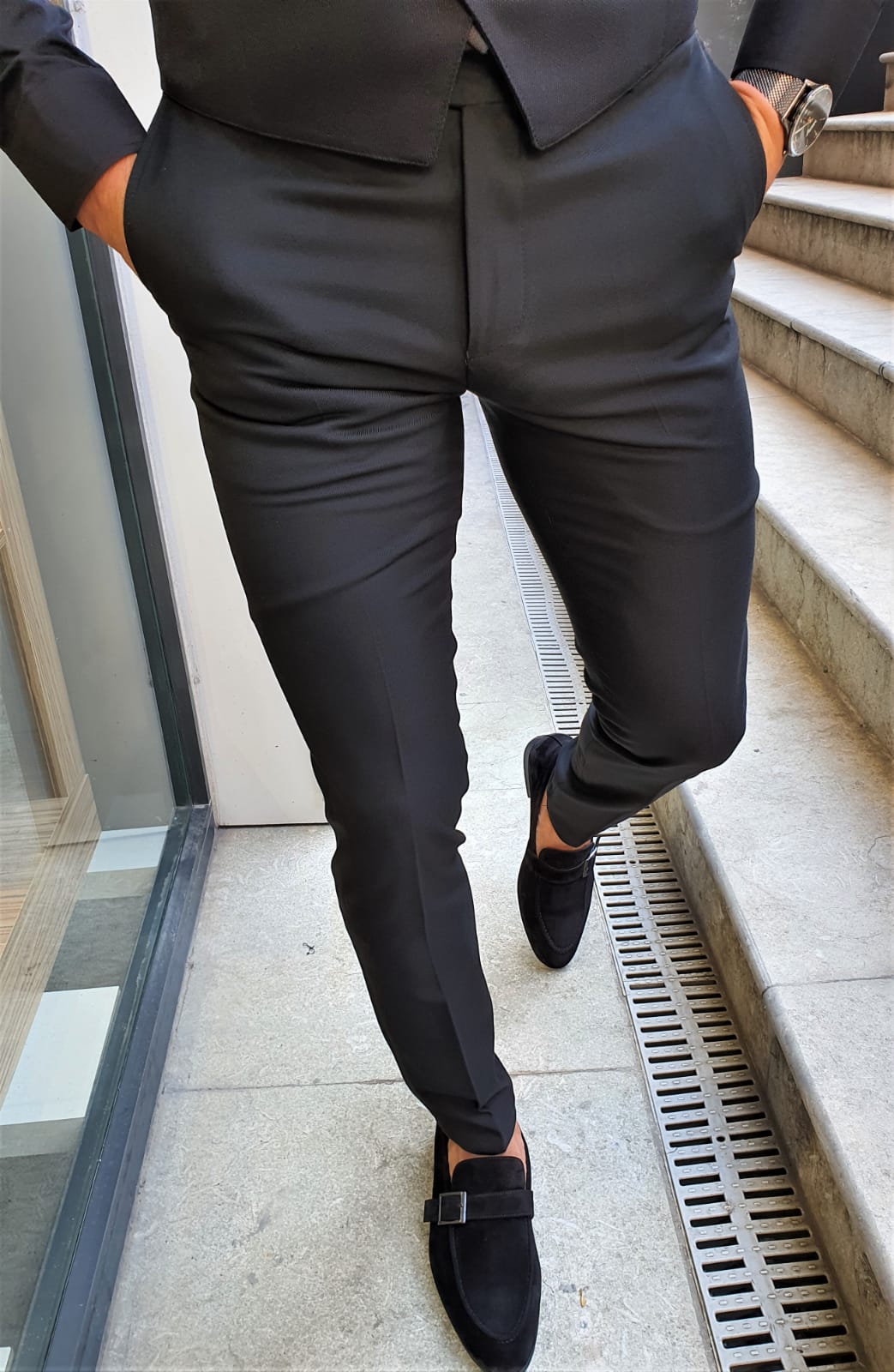 Verno | Men’s Slim Fit Black Chino Pants – Special Edition Tailored Trousers