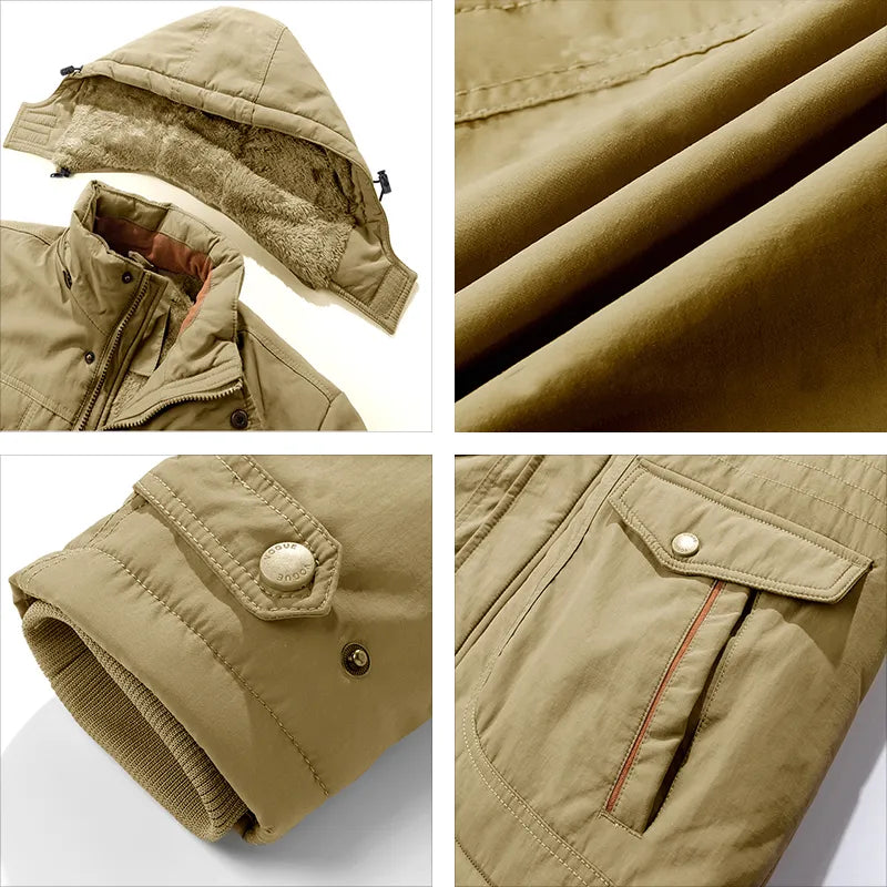 Men’s Tactical Winter Jacket – Waterproof Insulated Coat with Removable Hood