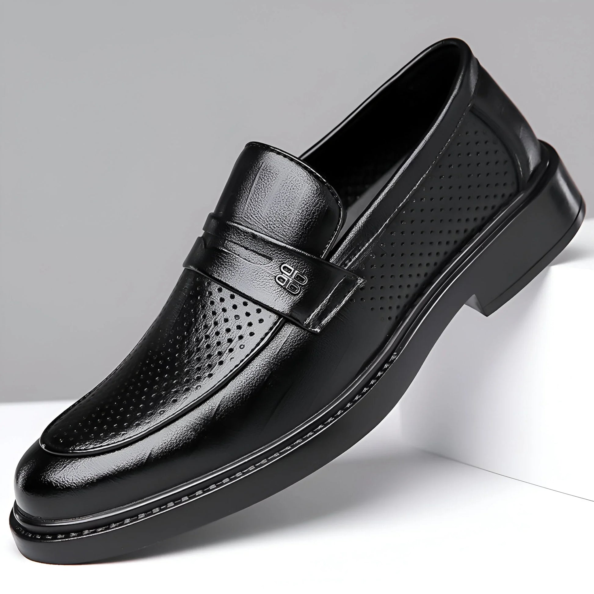 Leonardo Perforated Men Classy Leather Penny Loafers