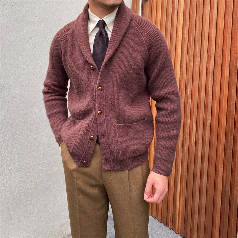 Men’s Bond Street Knitted Cardigan – Warm Shawl Collar Knitwear
