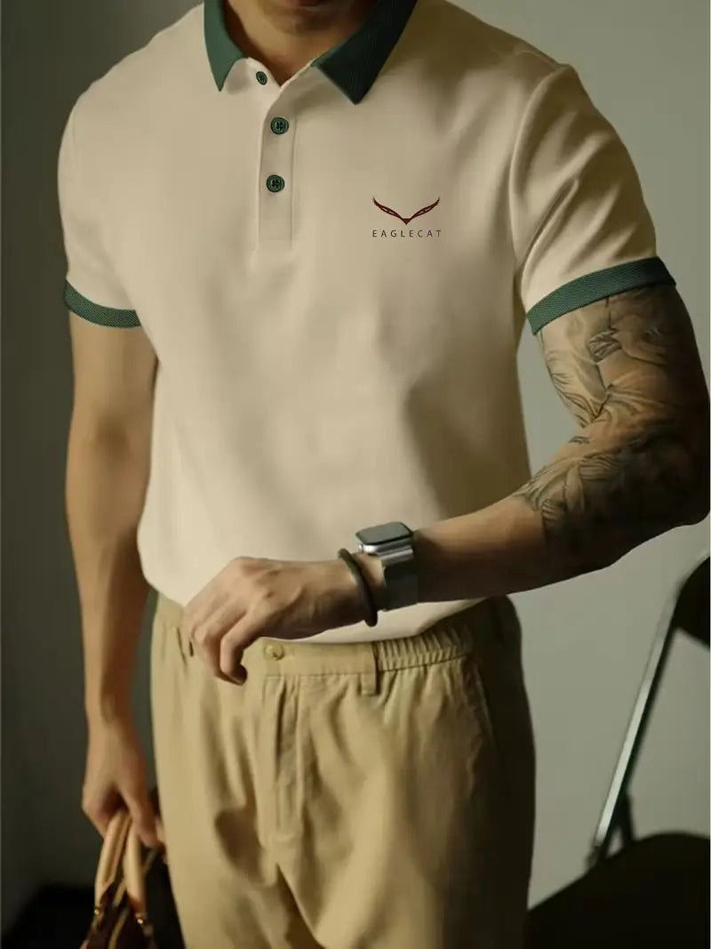 Spraykis | Men's EAGLECAT Minimalist Golf & Tennis Shirt – Short Sleeve, Business Casual, Lightweight Polyester