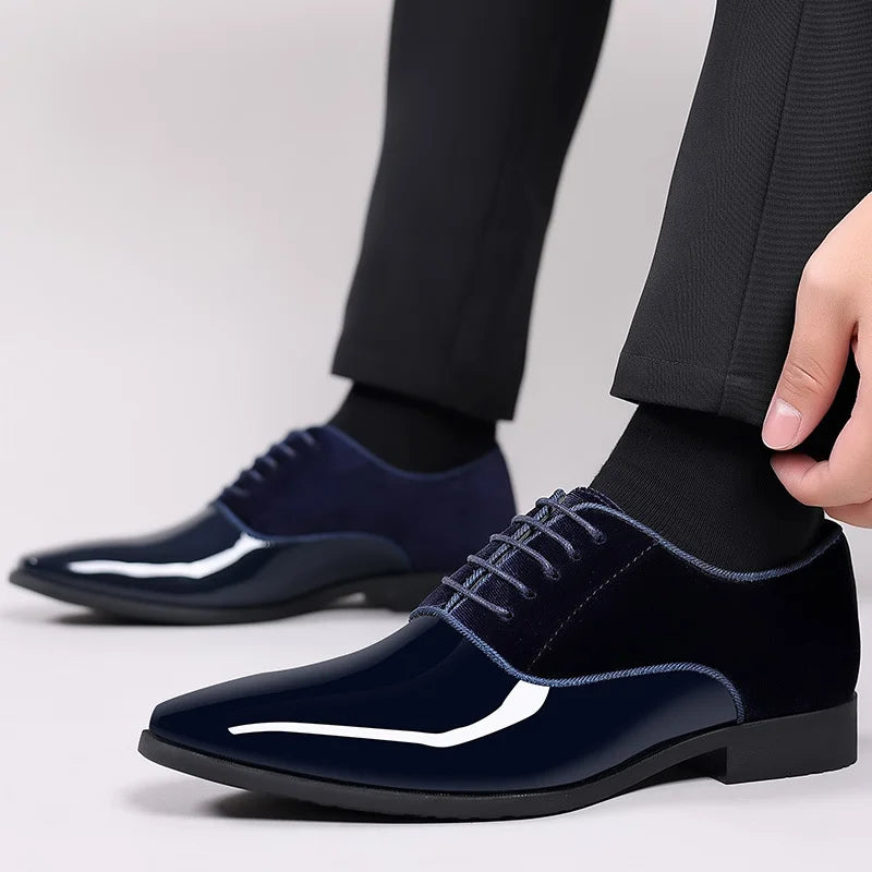 Men’s Patent Leather Dress Shoes – PU Gloss & Velvet Formal Party Style