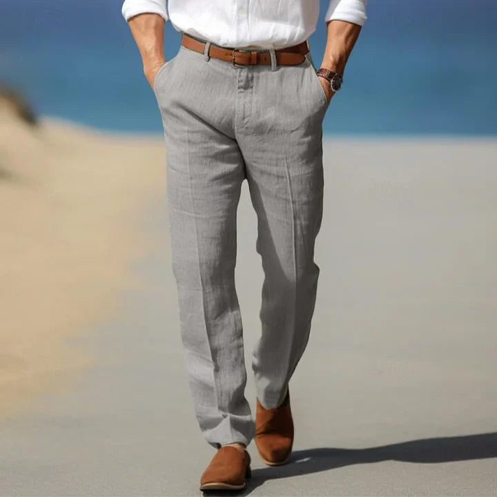 Men’s Linen Summer Pants – Lightweight Relaxed Fit Trousers Breathable Natural Fabric