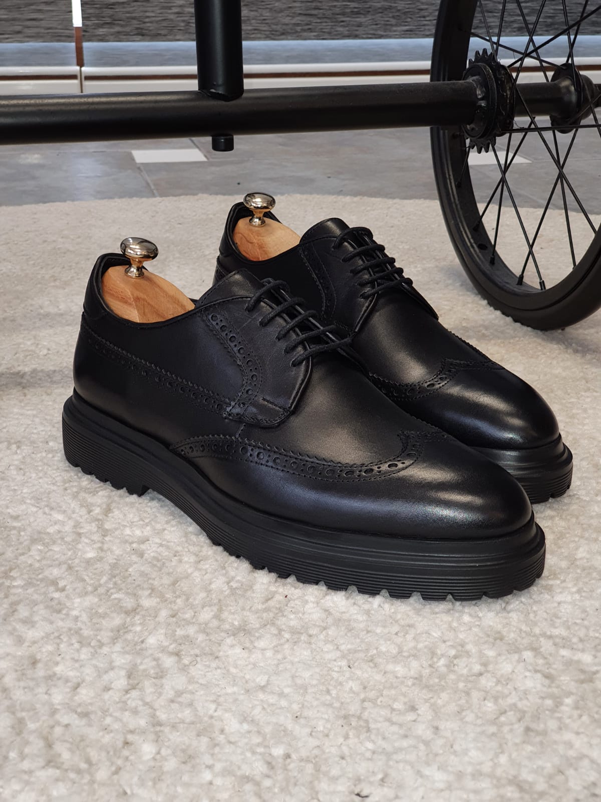 Logan Sardinelli | Men’s Calfskin Black Shoes – Lace-Up Dress Shoes with EVA Sole