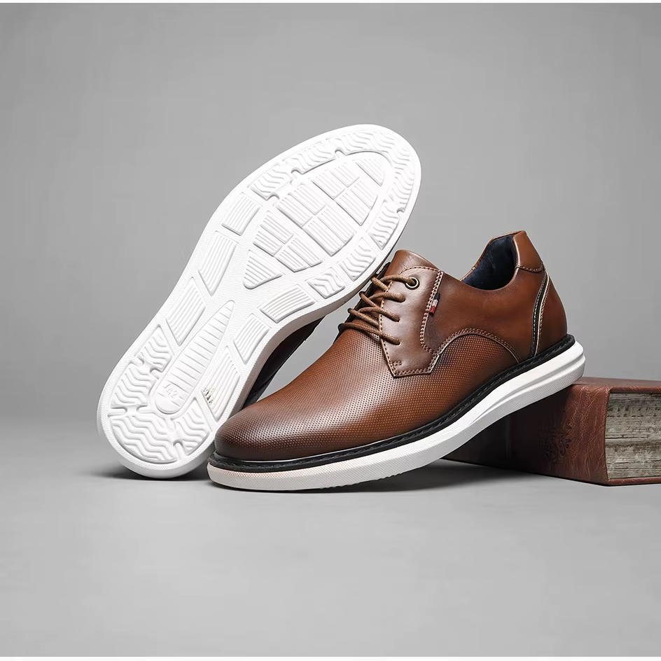 Breathable Leather Oxford Shoes – Classic Lace-Up Men’s Dress Shoes