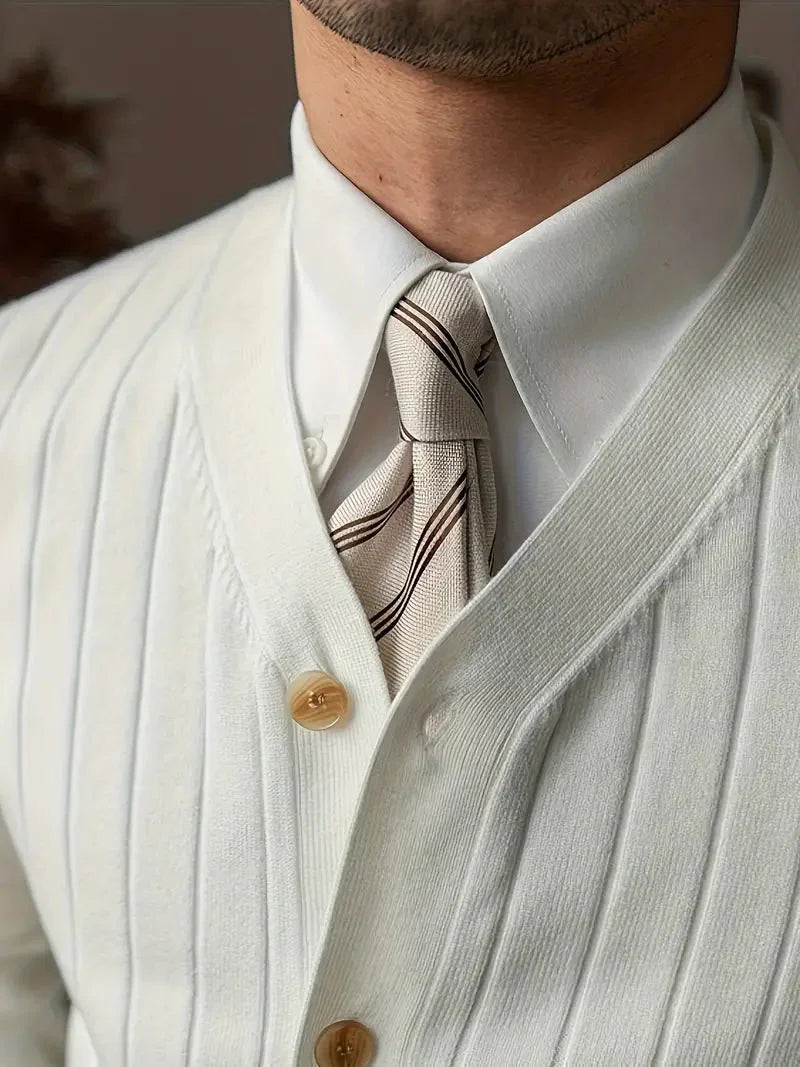 Men's Ribbed Knit Cardigan | Button-Front Design | Soft Cotton Blend | Timeless Style