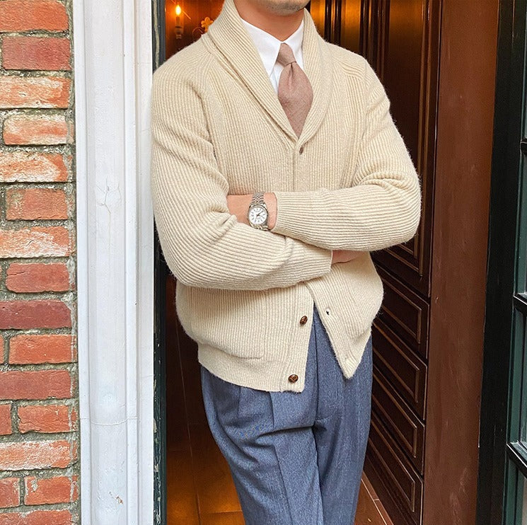 Men’s Bond Street Knitted Cardigan – Warm Shawl Collar Knitwear