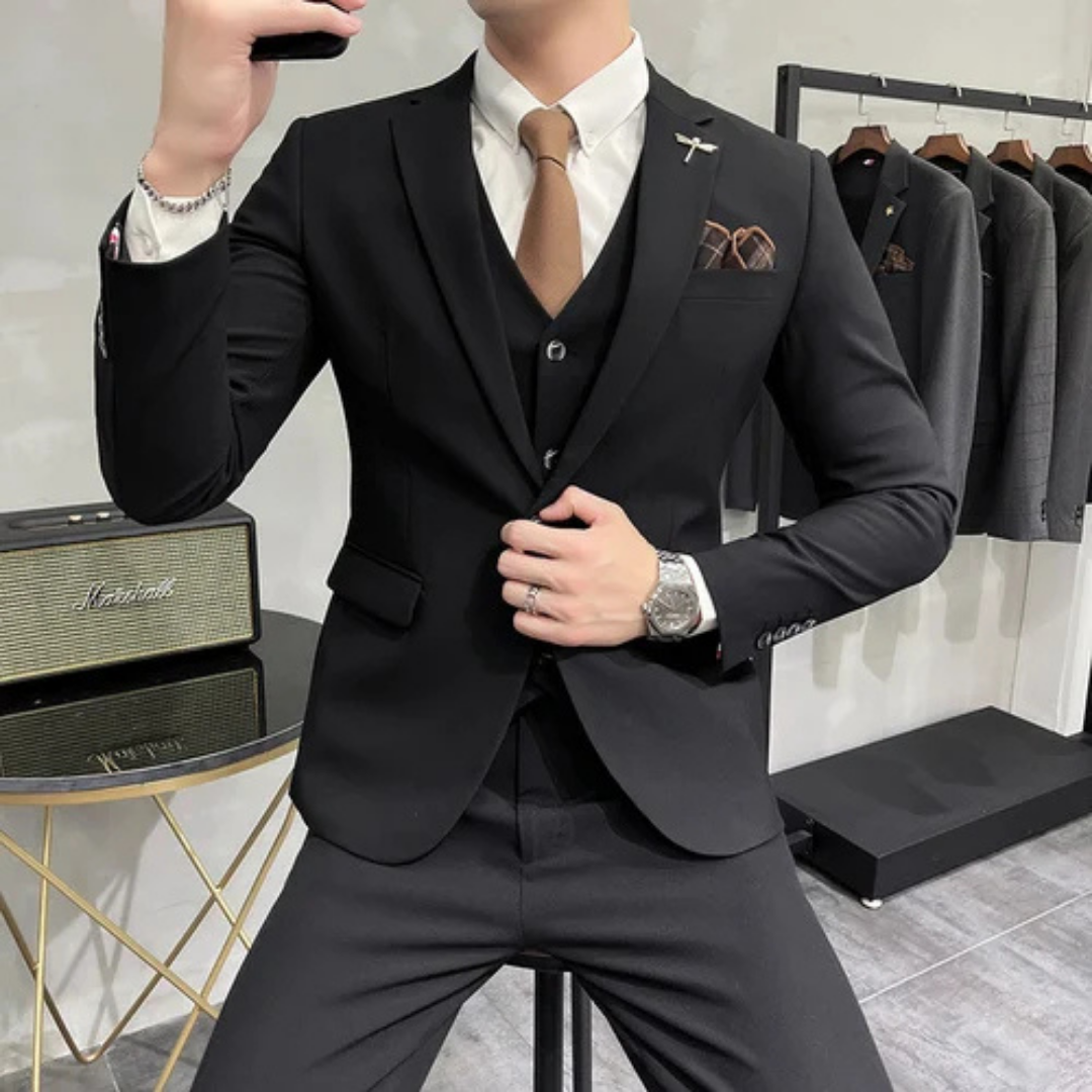 Men’s Elegant Business Suit – 3 Piece Slim Fit Tailored Suit Set