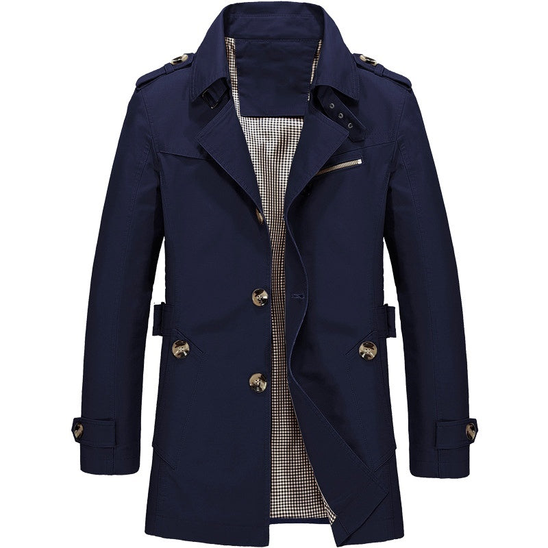 Lex | Men’s Double-Breasted Trench Coat – Structured Long Overcoat