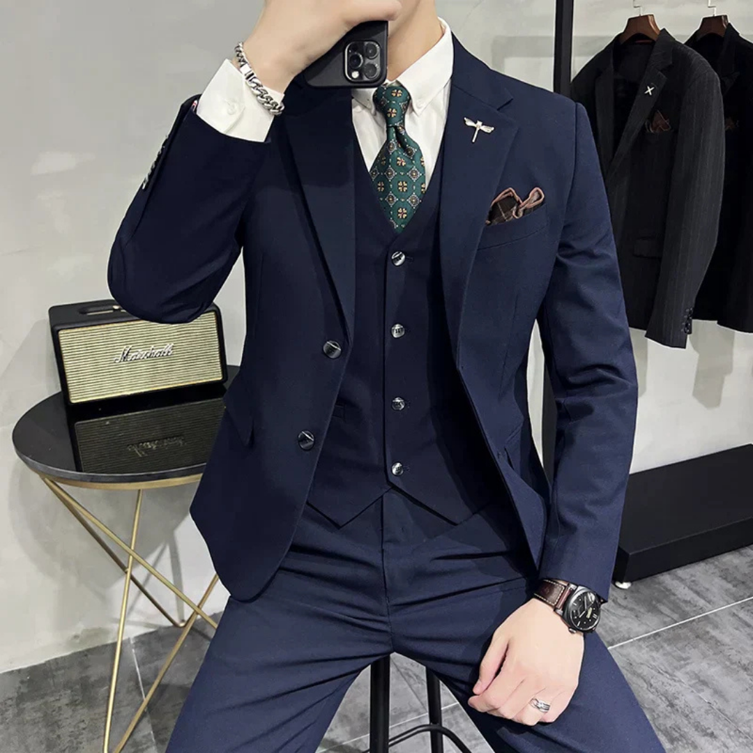 Men’s Elegant Business Suit – 3 Piece Slim Fit Tailored Suit Set