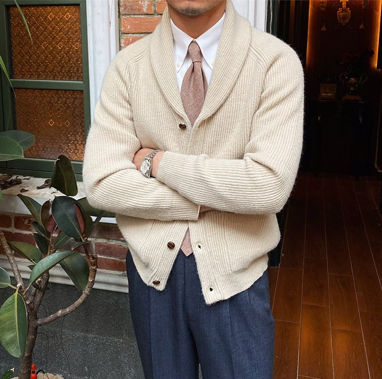 Men’s Bond Street Knitted Cardigan – Warm Shawl Collar Knitwear