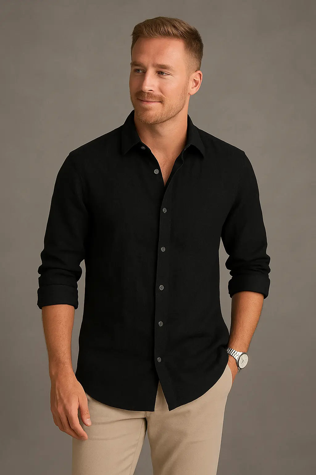 Bret Men’s Summer Linen Blouse – Long Sleeve Breathable Casual Wear