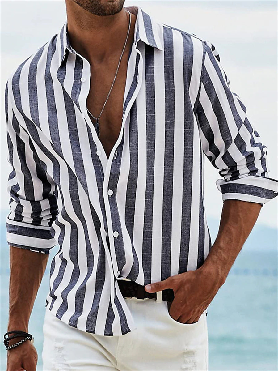 Striped Shirt For Men Summer Blouse
