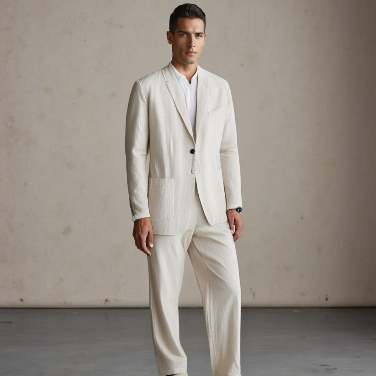 Linen Suit for Men – Lightweight Two-Piece Set with Jacket and Trousers
