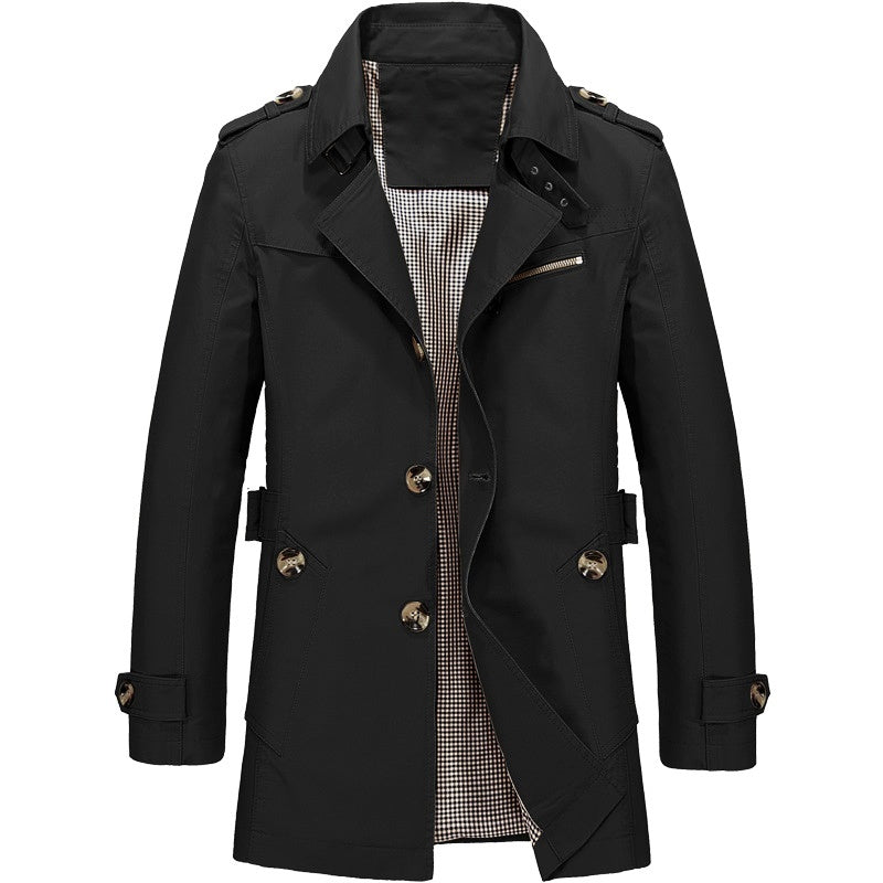 Lex | Men’s Double-Breasted Trench Coat – Structured Long Overcoat