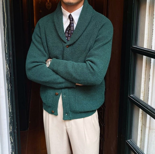 Men’s Bond Street Knitted Cardigan – Warm Shawl Collar Knitwear