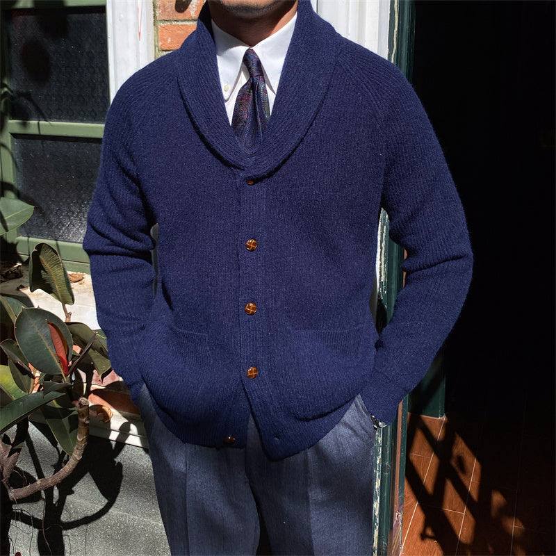 Men’s Bond Street Knitted Cardigan – Warm Shawl Collar Knitwear