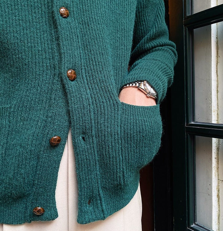 Men’s Bond Street Knitted Cardigan – Warm Shawl Collar Knitwear