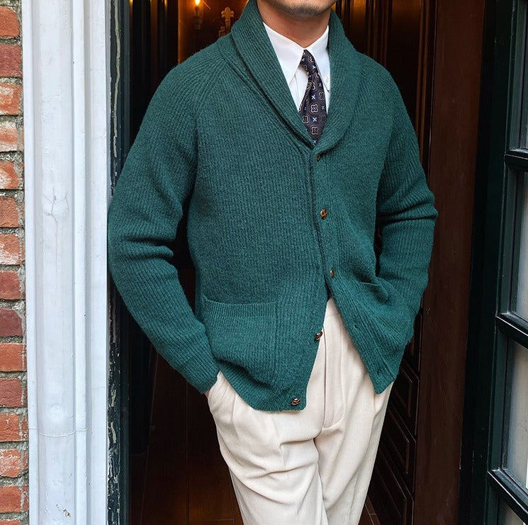 Men’s Bond Street Knitted Cardigan – Warm Shawl Collar Knitwear