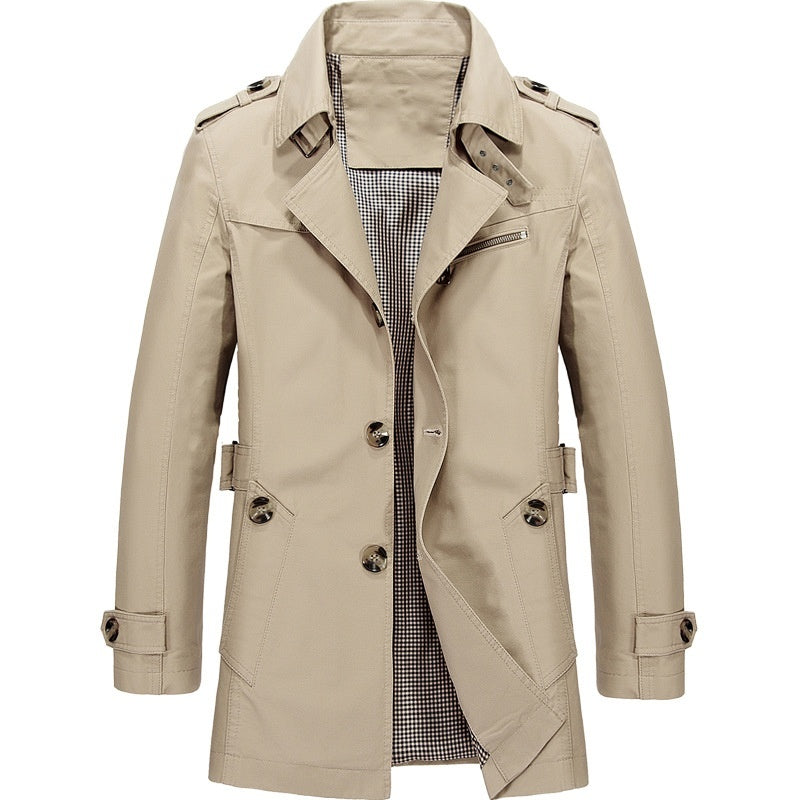 Lex | Men’s Double-Breasted Trench Coat – Structured Long Overcoat