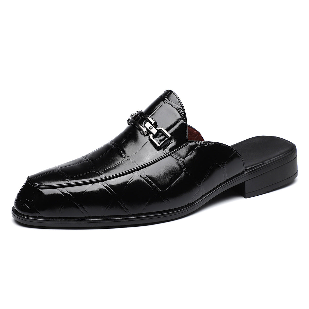 Victor Grey Croc Slip-On Shoes – Men’s Casual Backless Loafers
