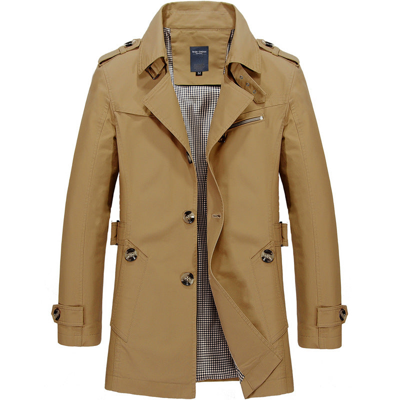 Lex | Men’s Double-Breasted Trench Coat – Structured Long Overcoat