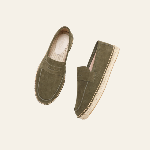 Men’s Suede Espadrille Loafers – Brown Slip-On Shoes in Old Money Style