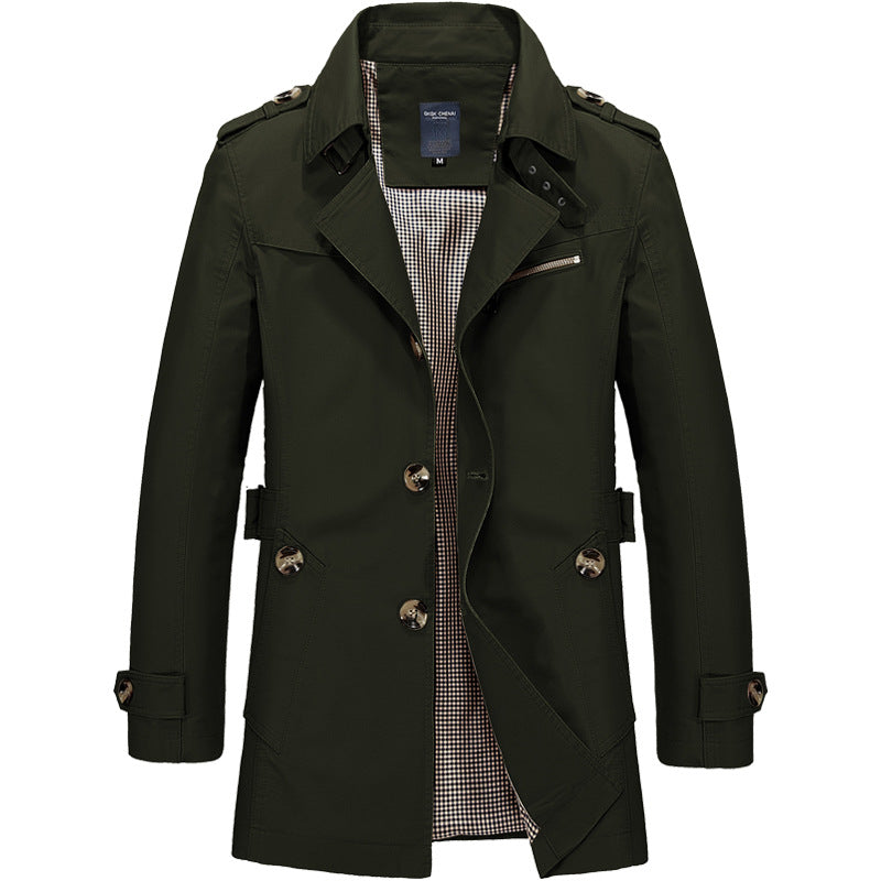 Lex | Men’s Double-Breasted Trench Coat – Structured Long Overcoat