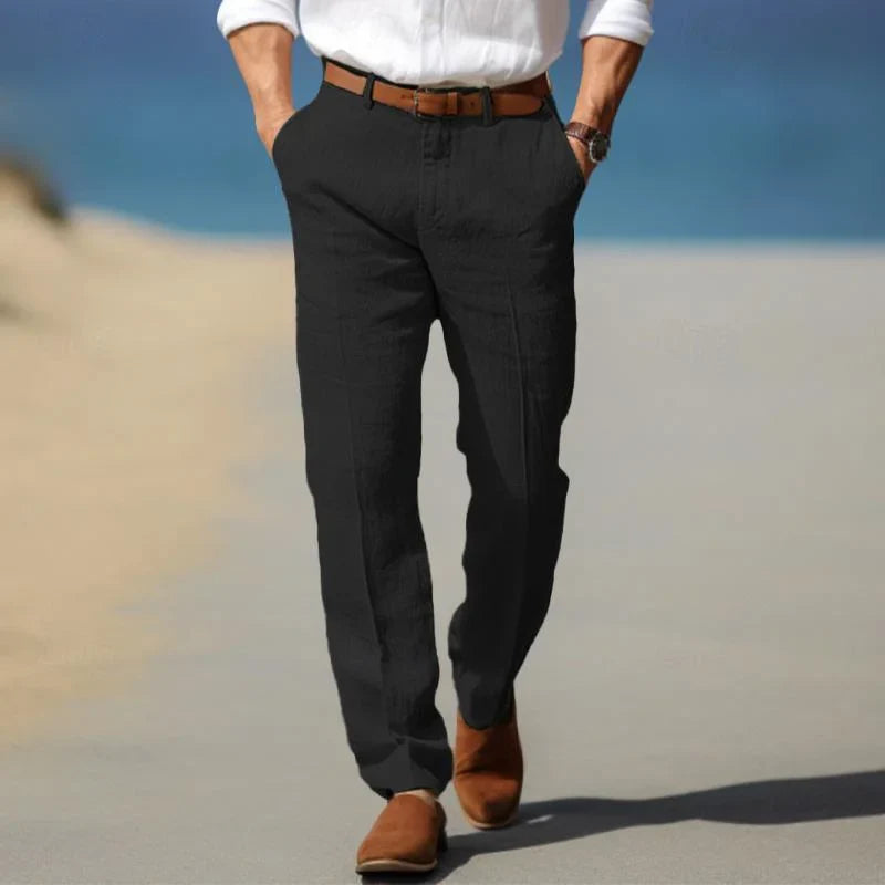 Men’s Linen Summer Pants – Lightweight Relaxed Fit Trousers Breathable Natural Fabric