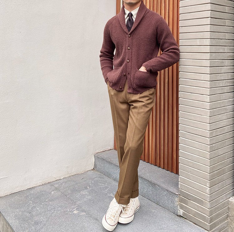 Men’s Bond Street Knitted Cardigan – Warm Shawl Collar Knitwear