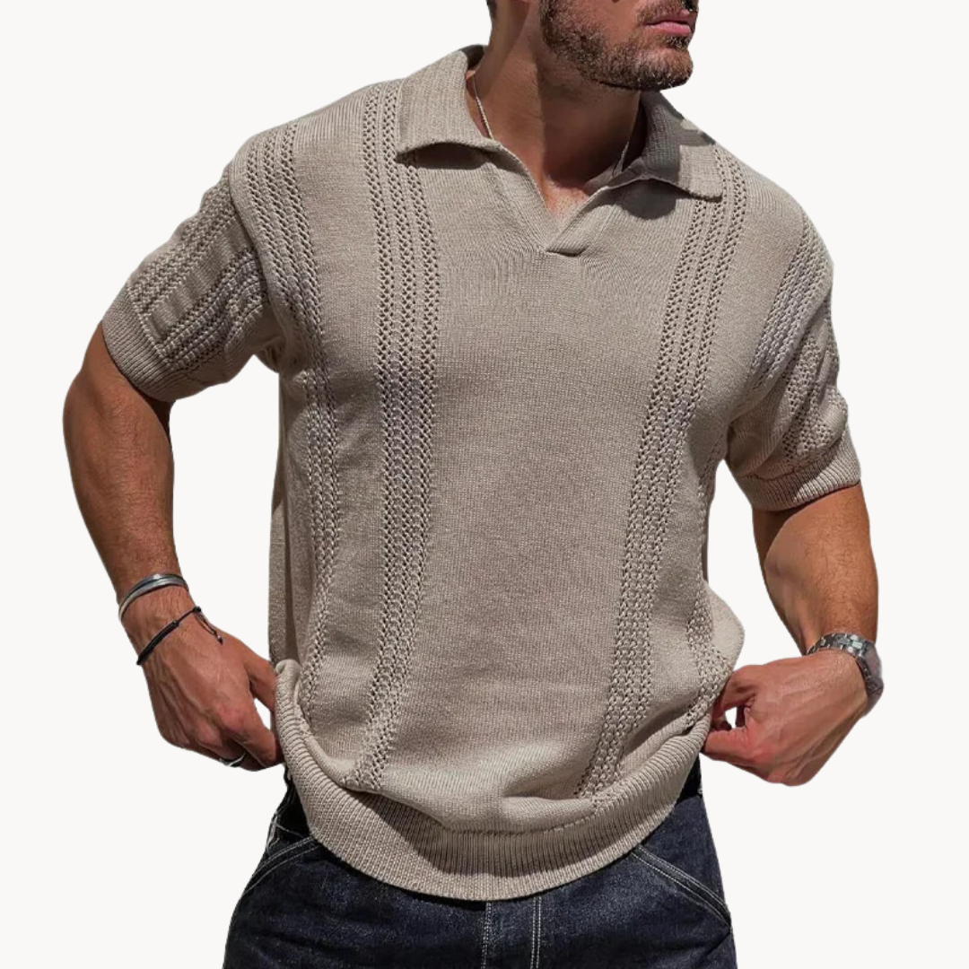 Elton Men Summer V Knit Breathable Polo