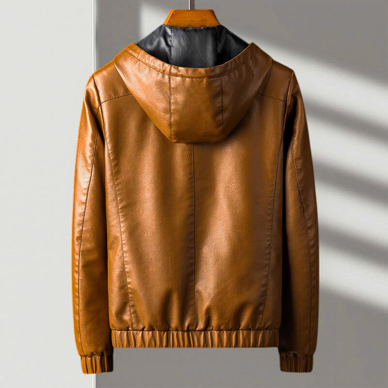 Aspen Hooded Men Casual Leather Jacket