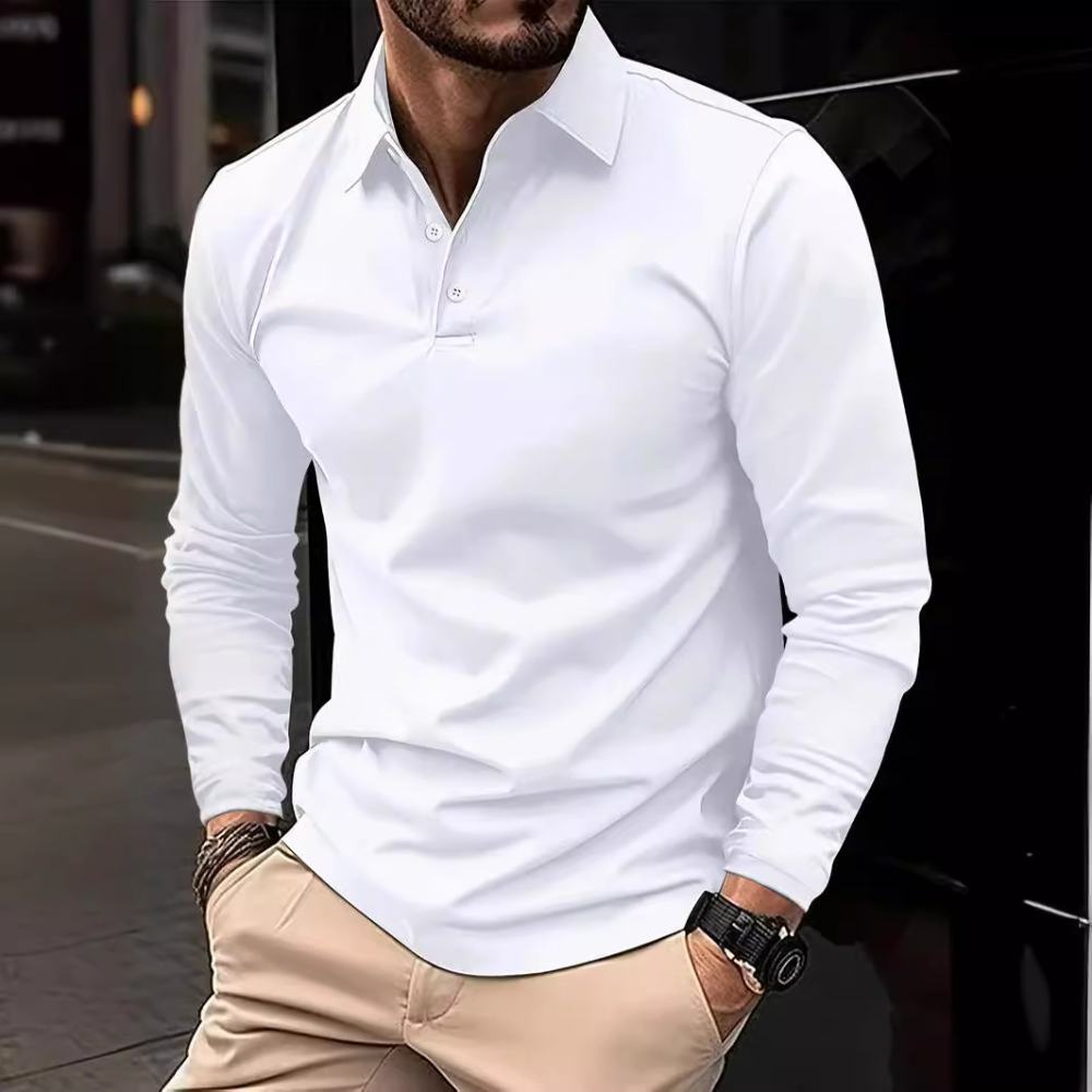 Casual long sleeve polo shirt for men